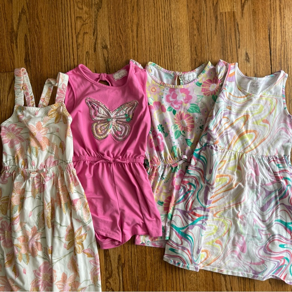 Kids multiple outfits, 2 btween Kids Rompers, 2  Dresses